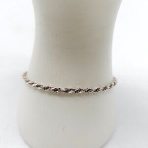 Sterling Silver Twisted Rope Chain Bracelet With Lobster Clasp 7.75 inch